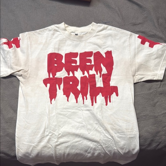 #BEEN TRILL# Mall Ratz White Tee Red Writing / Worn - Picture 1 of 3
